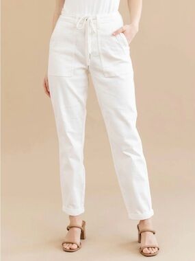 Judy Blue White Drawstring Jeans Boyfriend Cut 14W